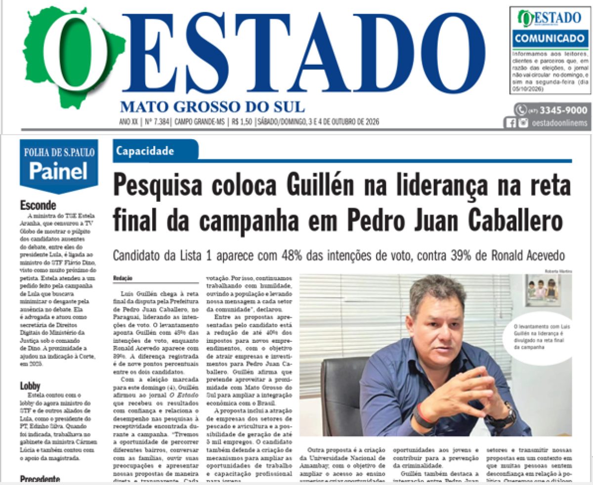 Guillén Mantiene el Liderazgo y Marcha hacia la Victoria este Domingo según el Diario Brasileño O Estado